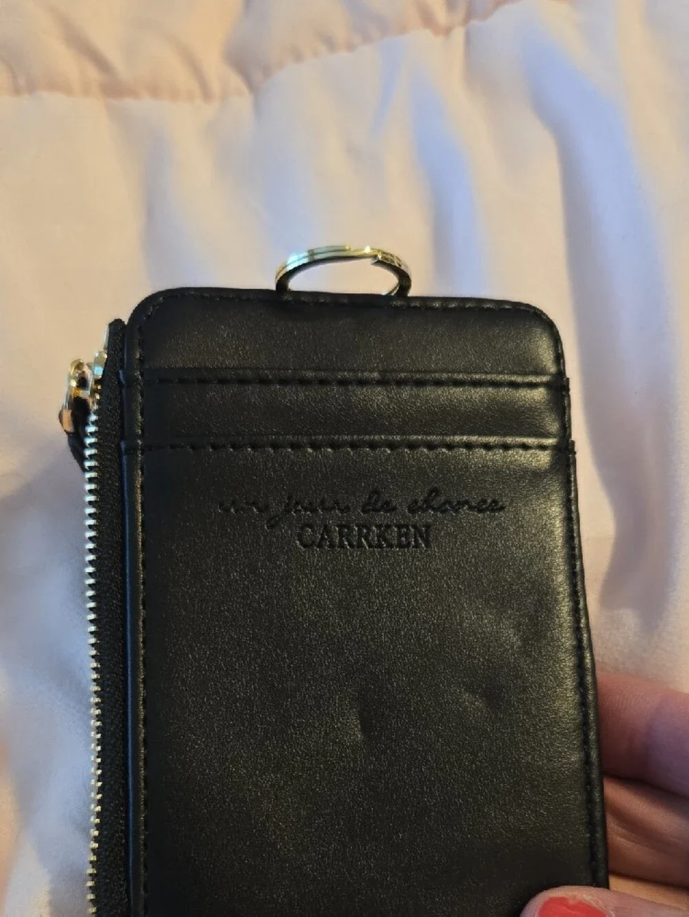 Black Leather Zip Card Holder Wallet